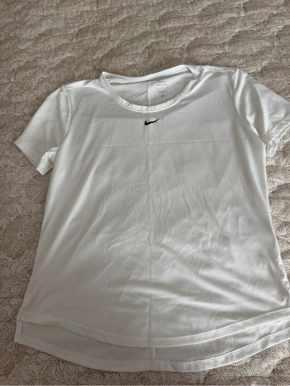 Nike White Short Sleeve Performance Tee with Black Swoosh